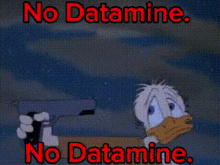 a cartoon of donald duck with the words no datamine no datamine