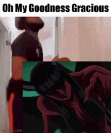 a meme that says oh my goodness gracious with a picture of a devil