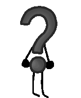 a cartoon question mark with arms and legs
