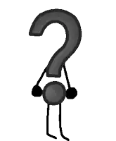 a cartoon question mark with arms and legs