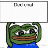 a cartoon frog holding a sign that says deo crime