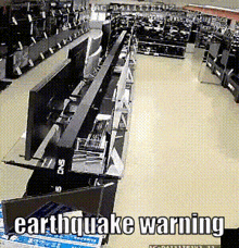an earthquake warning is displayed on a screen