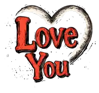 a drawing of a heart with the words love you inside of it