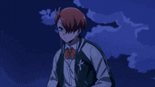 a girl with red hair is wearing headphones and a bow
