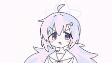 a drawing of a girl with pink hair and a star on her head