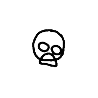 a black and white drawing of a face with a circle around it