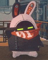 a cartoon character with a scarf around his neck that says wj