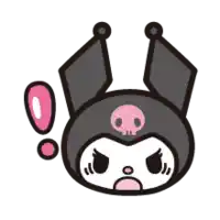 a black and pink cartoon character with a skull on his head