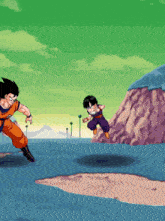 a cartoon of a man and a boy fighting each other