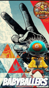 a poster for babyballers with a peace sign