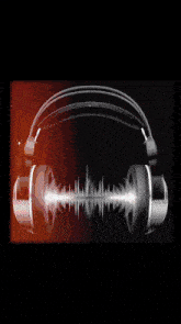 a pair of headphones on a black background with sound waves coming out of them