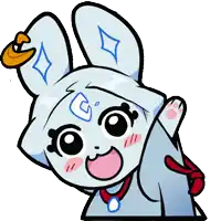a cartoon drawing of a rabbit with a diamond on its head