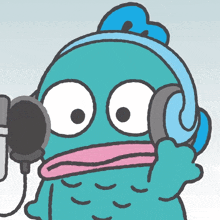 a cartoon of a fish wearing headphones and holding a microphone