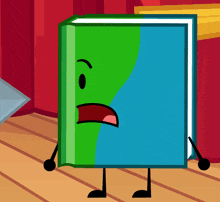 a cartoon drawing of a book with arms and legs