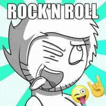 a cartoon character with a beard and mustache is making a rock n roll sign .