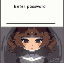 a drawing of a girl with the words enter password written above her