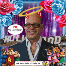 a picture of a man with a halo around his head that says i heart my sweetheart