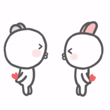 fast white rabbit kiss couple
