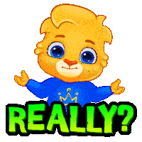 a cartoon lion with a blue shirt and the word really on it