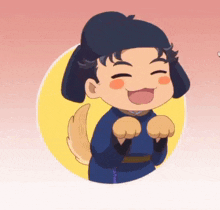 a cartoon character with a dog 's tail on his back is laughing .