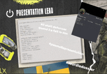 a presentation lead is written on a piece of paper next to a soldier