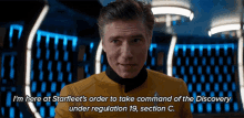 Im Here At Starfleets Order To Take Command Of The Discovery Under Regulation19section C GIF - Im Here At Starfleets Order To Take Command Of The Discovery Under Regulation19section C Christopher Pike GIFs