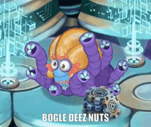 a cartoon character with a lot of tentacles is sitting on top of a machine .