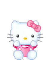 a pixel art of hello kitty crying with tears running down her face