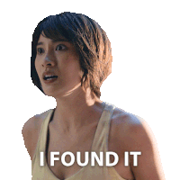 a woman in a yellow tank top with the words i found it on the bottom