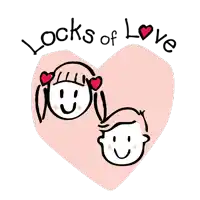 a drawing of a boy and a girl with the words " locks of love " below them