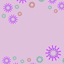 arabic writing on a pink background with fireworks