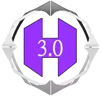 a white circle with a purple hexagon and the number 3.0