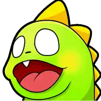 a cartoon drawing of a green lizard with its mouth wide open