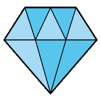 a blue diamond with a black outline and a white background