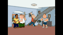 Joe Vs Peter Vs Quagmire Vs Cleveland Fight Family Guy Fight GIF - Joe Vs Peter Vs Quagmire Vs Cleveland Fight Family Guy Fight 3 Vs 1 Fight GIFs