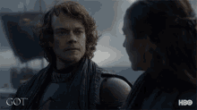 Theon On The Boat Serious Face GIF