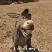 a donkey from shrek is smiling and says ahh thankyou