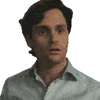 a man with a surprised look on his face wearing a light blue shirt