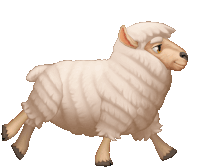 a cartoon illustration of a white sheep with a serious look on its face