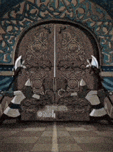 a cartoon drawing of two knights holding swords in front of a door that says edit by @mail
