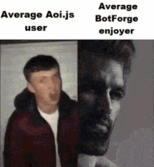 a meme that says average aoi.js user