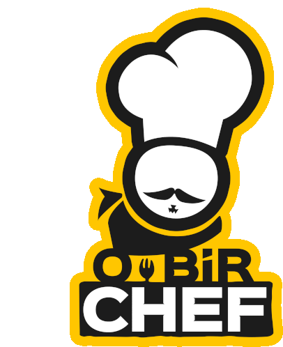 a logo for obir chef shows a chef wearing a chef hat