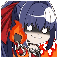 a cartoon of a girl with blue hair holding a torch