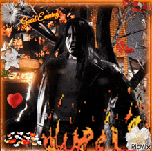 a picture of a man with long hair and the words " good evening "
