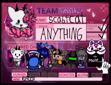a screenshot of a video game that says team crystals on the top