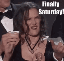 Finally Saturday Winona Ryder GIF - Finally Saturday Winona Ryder Happy Saturday GIFs