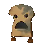 a cartoon drawing of a slice of toast with a face on it