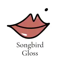 a logo for songbird gloss has a drawing of a woman 's lips