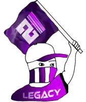 a cartoon of a person holding a purple flag that says legacy