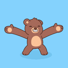 a teddy bear with its arms outstretched and a smile on its face
